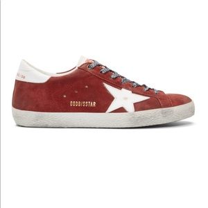 Golden goose superstar red suede white sneakers cheetah leopard laces